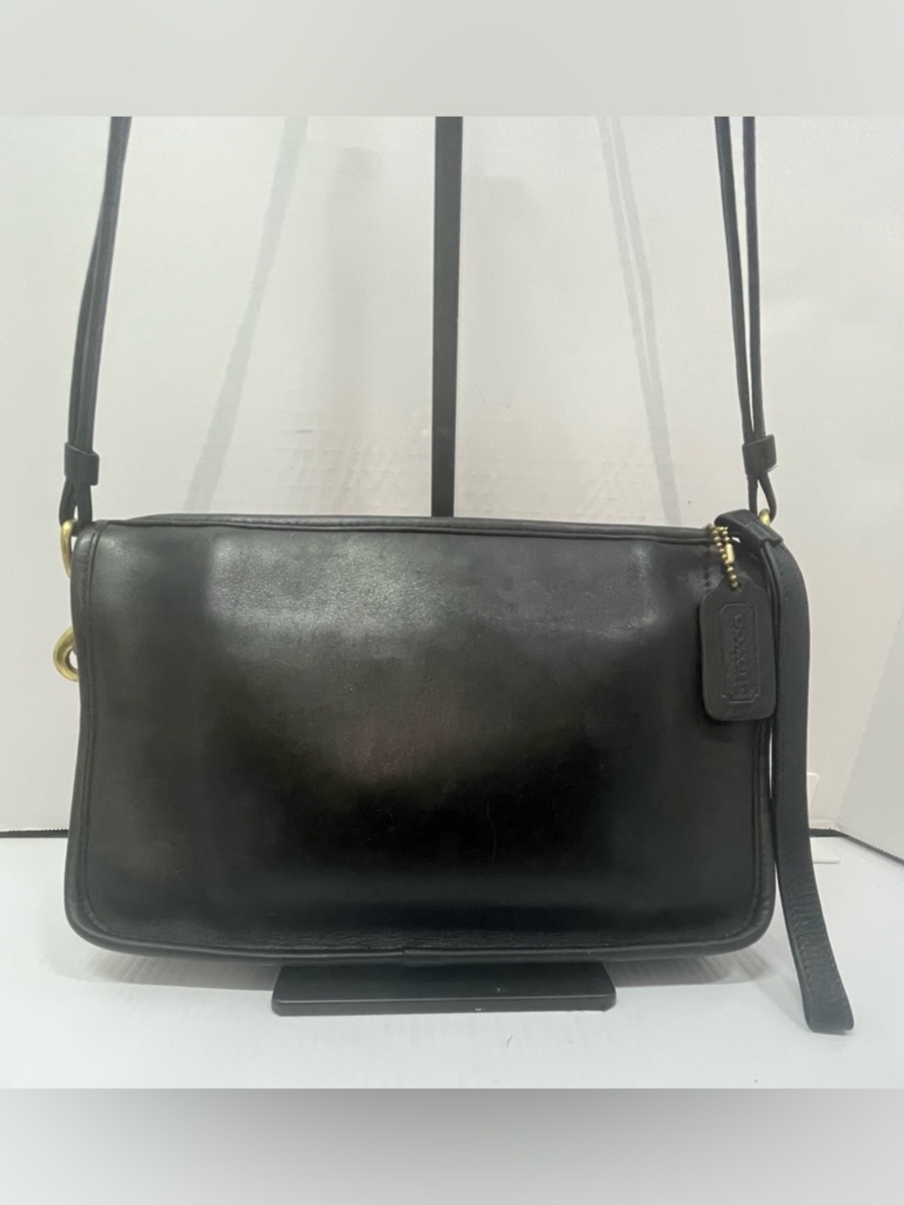 Coach Vintage 9455 Basic Top Zip Black Leather Shoulder Bag Split Strap USA - Picture 10 of 11